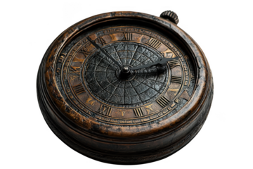 Black sundial clock isolated on transparent background, png file, no background png file