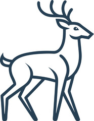 Simple Line Drawing of a Deer with Antlers
