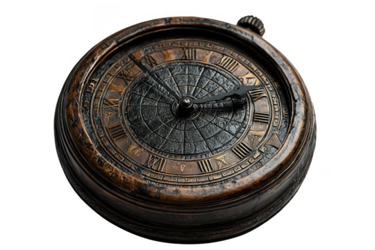 Black sundial clock isolated on transparent background, png file, no background png file