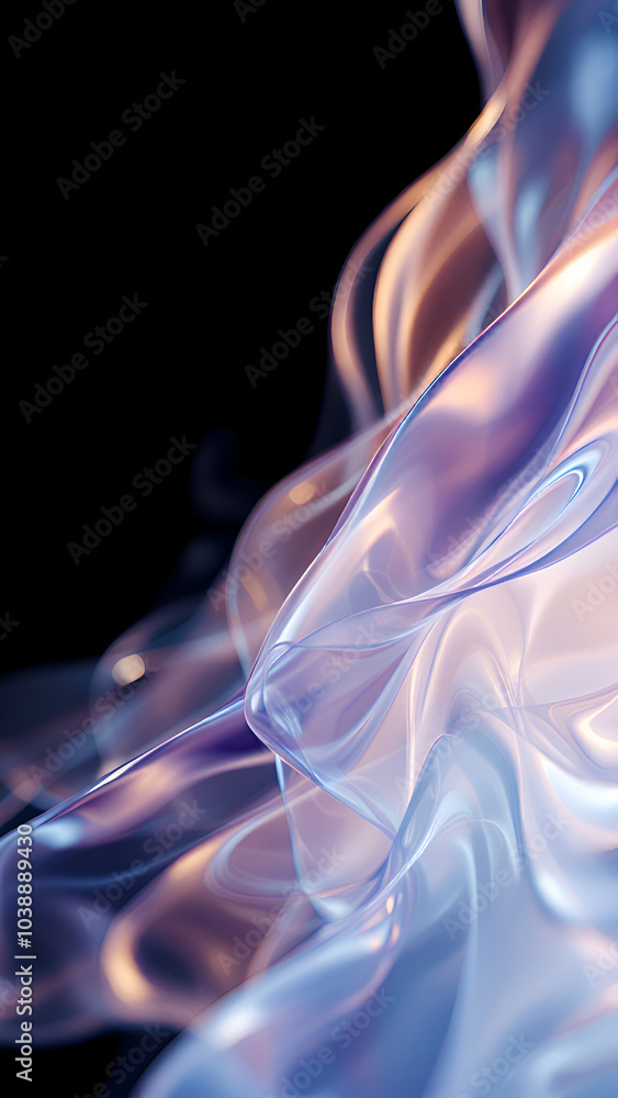Poster a closeup abstract image of a shimmering, flowing liquid with shades of purple and blue. the liquid 