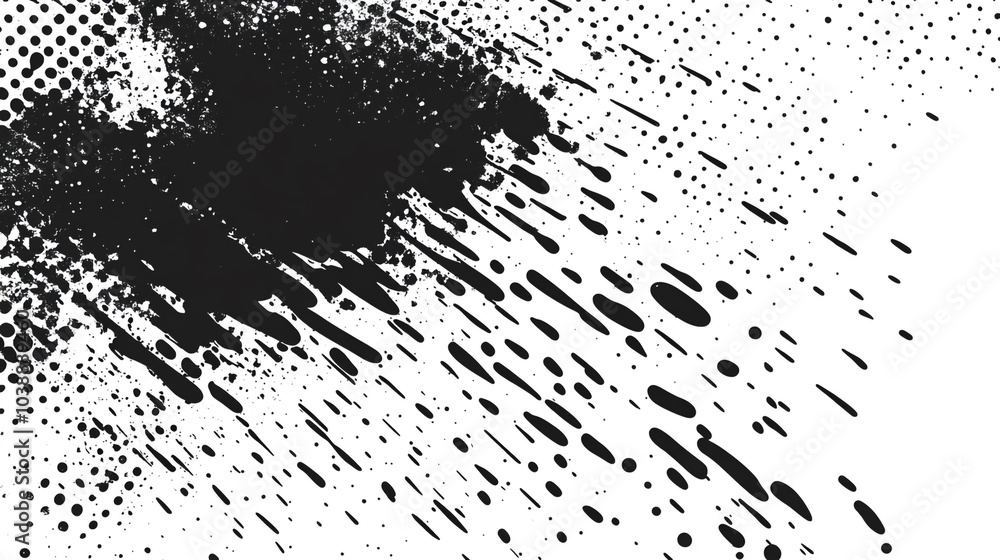Aufkleber dynamic black paint splatter creating an abstract design on white background