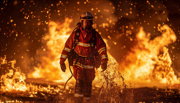 Un pompier dans les flamme