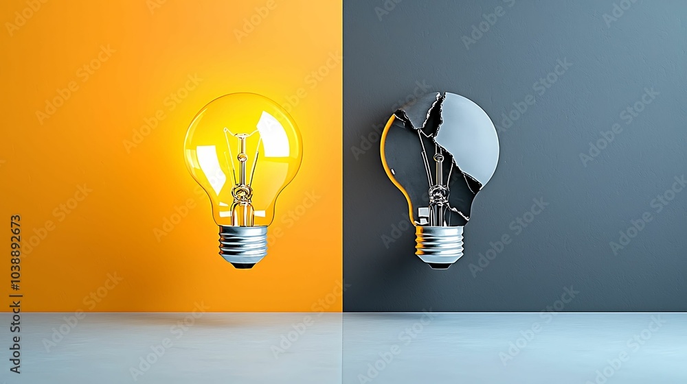 Poster the contrast of innovation and failure a visual journey through light and darkness in technology's e
