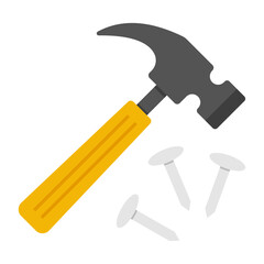 Conceptual flat design icon of fix iron nail 

