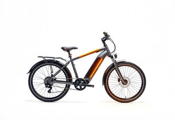 Obraz premium A modern electric bicycle isolated on a white background.