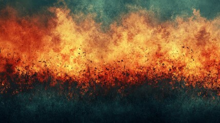 Intense flames consume the landscape crafting a dramatic display of fire and smoke