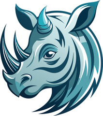 Obraz premium Blue Rhino Head Illustration Design Logo
