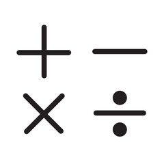 Addition subtraction division multiplication equality sign vector illustration design