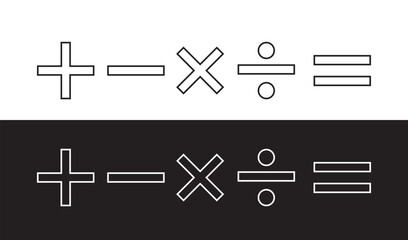 Calculator vector key isolated on white background. Addition, subtraction. Mathematical symbols icon. Calculator. Vector pictogram. Math symbols icon set. mathematical calculator education vector