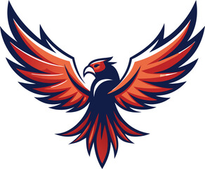 Red and Blue Hawk Emblem Design Logo