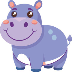 Fototapeta premium Cute Cartoon Smiling Purple Hippopotamus Illustration