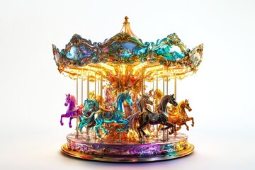 A Magical Carousel of Vibrant Horses, Illuminated with Twinkling Lights and Designed with Exquisite Detail, Captures the Whimsy of Joy.