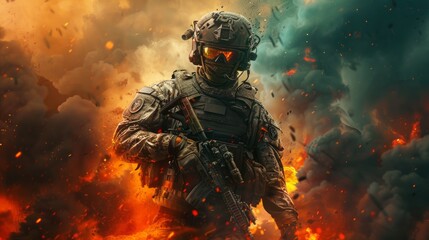 Fototapeta premium soldier game character