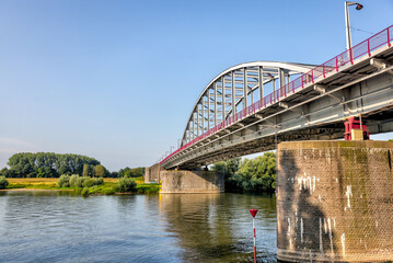 Arnhem, Netherlands - August 1, 2024: The John Frost Memorial Bridge over the Rhine River in Arnhem, Netherlands
