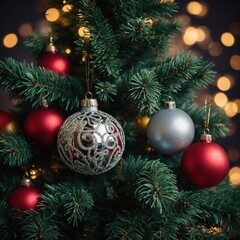 Fototapeta premium Colorful toys fill the branches with joy