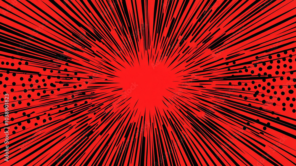 Aufkleber dynamic burst of red rays creating an explosive effect with deep contrast and sharp lines