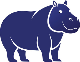 Fototapeta premium Blue Silhouette of a Smiling Hippopotamus