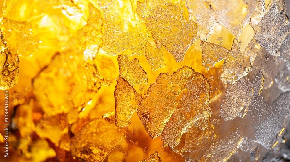 Poster ice and light create a stunning display of colors in a close-up shot