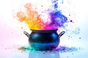 A Whimsical Explosion of Colors: Capturing the Vibrant Swirls of a Mystical Cauldron in a Magical Atmosphere