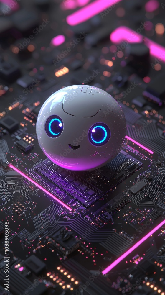 Aufkleber a digital representation of a stock chatbot connected to a computer motherboard