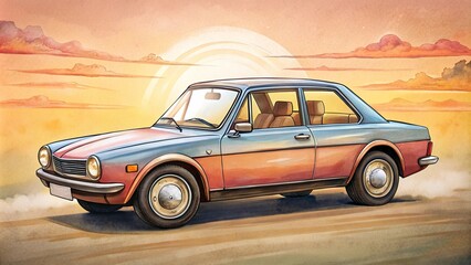 Free vector hand drawn summer car illustration

