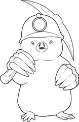 Mole Miner Pickaxe Mining Animal Vector Graphic Art Illustration