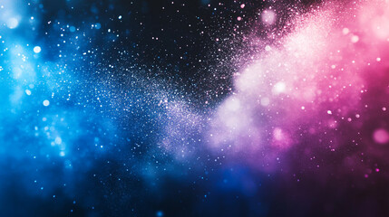 Naklejka premium Colorful cosmic background with shimmering particles and a gradient of blue and pink hues