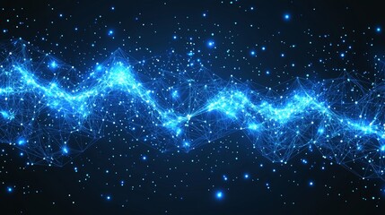 An abstract blue digital background. A big data visualization. A science background. An abstract big data complex with compounds. Lines plexus.