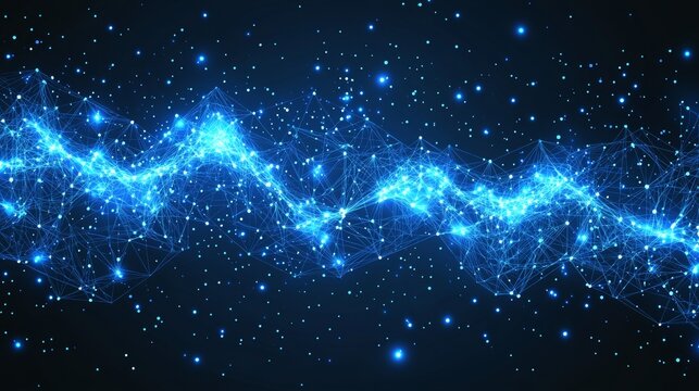 An abstract blue digital background. A big data visualization. A science background. An abstract big data complex with compounds. Lines plexus.