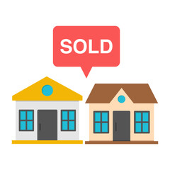 A colored design icon of sold home


