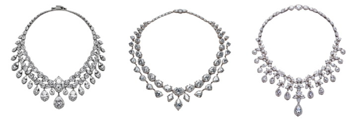 Set of A pearl necklace with an intricate clasp laid flat and shining elegantly on transparent background. Ai generated