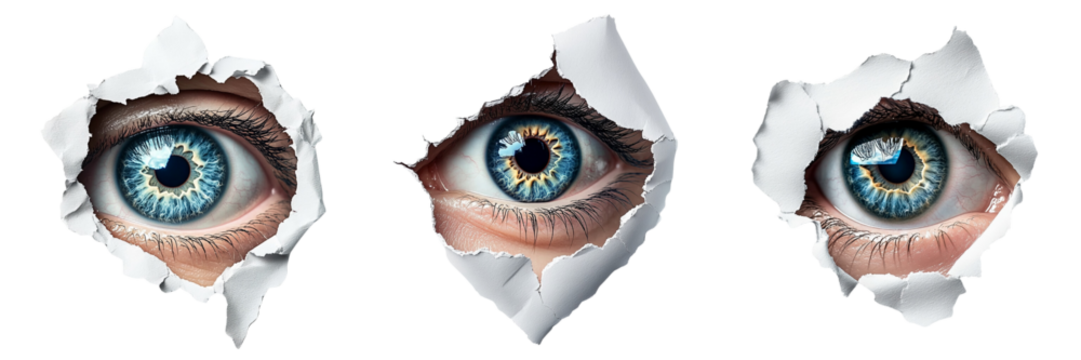 Set of A person holding a high-tech contact lens in their hand, symbolizing the future of vision and eye health on transparent background. Ai generated - Powered by Adobe
