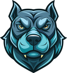 Fototapeta premium Aggressive Blue Pitbull Dog Head Mascot Design
