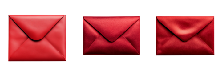 Set of A red envelope with a golden Christmas tree stamp, lying on transparent background. Ai generated