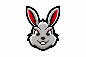 A Bunny Head Mascot Logo Icon On White Background