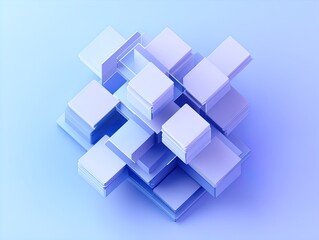 Obraz premium Futuristic 3D Design: Layered Abstract Shapes in Blue Tones – Perfect for Sport Interior Posters or Modern Art Displays