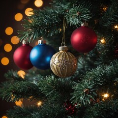 Fototapeta premium Festive spirit lights up the tree