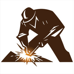 logo of a a blacksmith welding, on a white background.