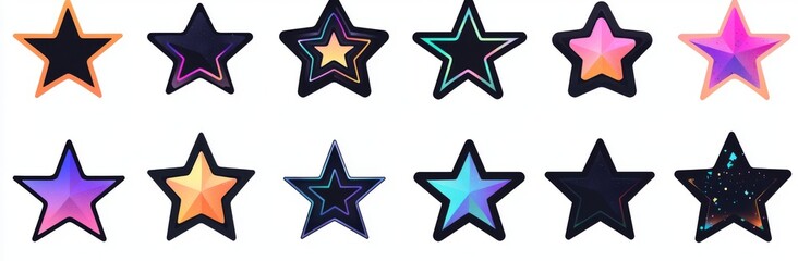 Obraz premium Icon element for web apps. Interactive computer assistant. AI stars icon. Set of Stock logos. AI enters command prompt to generate ideas. In-app chat with AI. Icon element for websites. UI element
