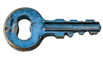 Blue chamberlain key isolated on transparent background, png file, no background png file