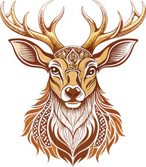 Fototapeta premium Ornate Golden Deer Head with Intricate Design