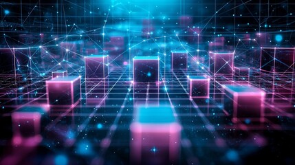 Obraz premium Lines from nodes representing abstract business connections It connects to endless nodes and represents an innovation in communication.