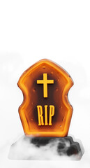 glowing tombstone gravestone, with fog, on transparent background