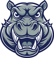 Fototapeta premium Angry Hippopotamus Mascot Head Design Illustration