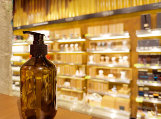 buying make up at cosmetics section in store