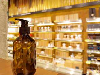 buying make up at cosmetics section in store