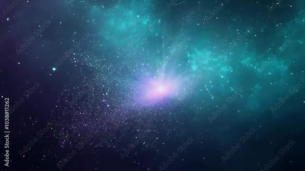 Wall mural intriguing 4k video everchanging shattered particles nebula space slowly forming dissolving visually