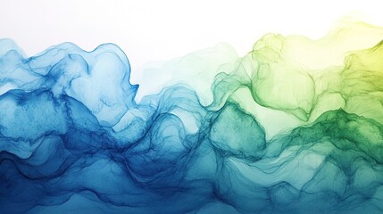 Abstract watercolor background with blue and green fluid shapes 