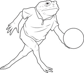 Frog Bowling Bowling ball Animal Vector Graphic Art Illustration
