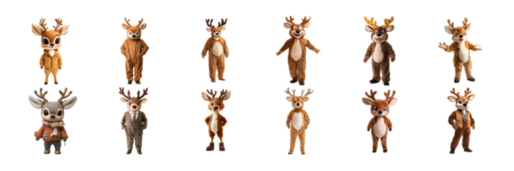 Set of An elegant elephant character wearing a stylish black suit and a bright red tie on transparent background. Ai generated